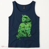 Funny Cannabis & Cat Lover Marijuana Weed Smoker Art Tank Top thumb 2