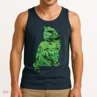 Funny Cannabis & Cat Lover Marijuana Weed Smoker Art Tank Top thumb 3
