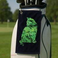 Funny Cannabis & Cat Lover Marijuana Weed Smoker Art Golf Towel thumb 2