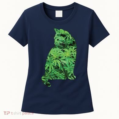 Funny Cannabis & Cat Lover Marijuana Weed Smoker Art Women's T-Shirt