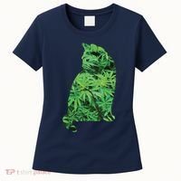 Funny Cannabis & Cat Lover Marijuana Weed Smoker Art Women's T-Shirt thumb 0