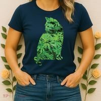 Funny Cannabis & Cat Lover Marijuana Weed Smoker Art Women's T-Shirt thumb 2