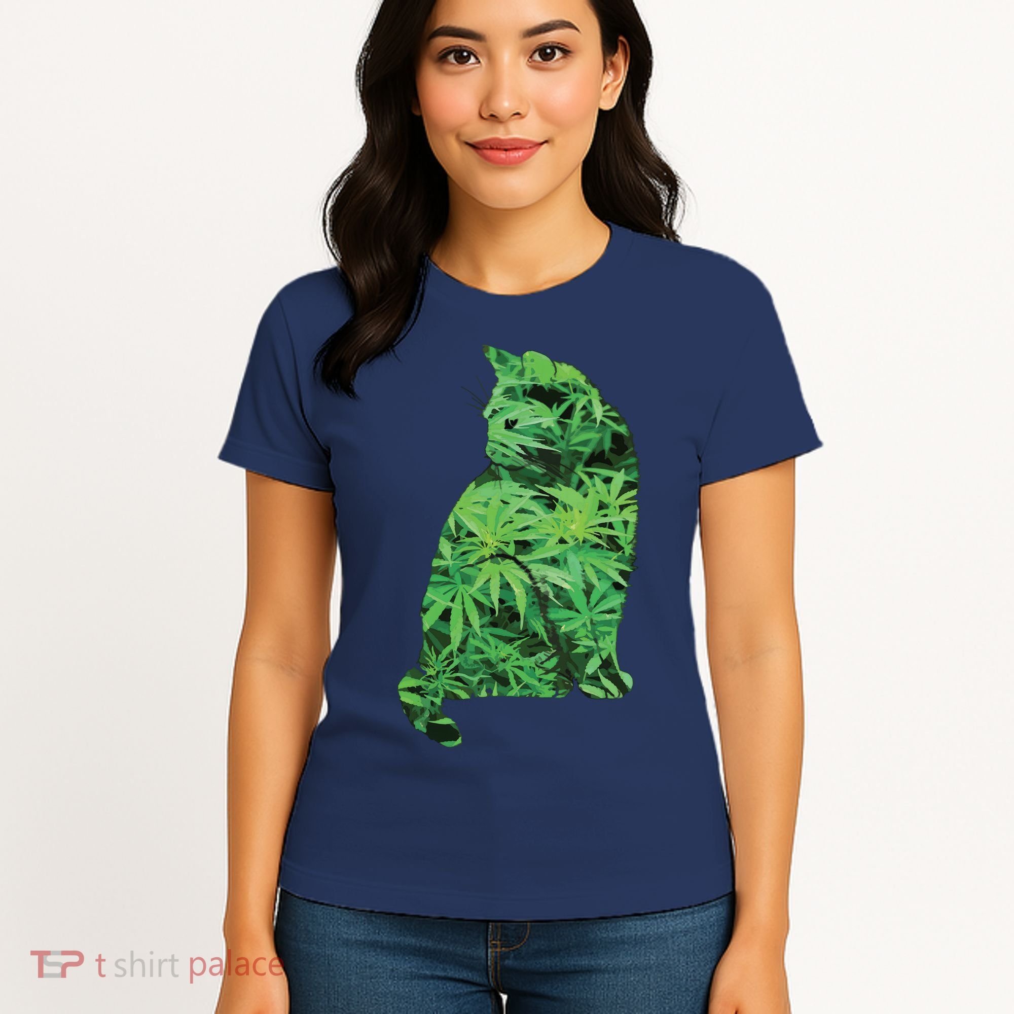 Funny Cannabis & Cat Lover Marijuana Weed Smoker Art Women's T-Shirt