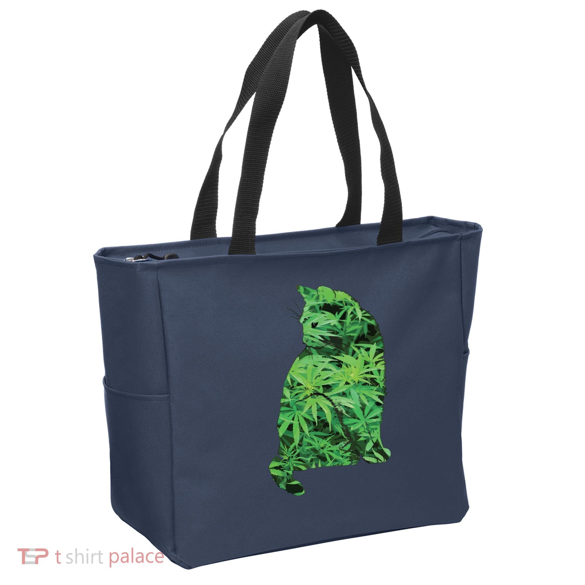 Funny Cannabis & Cat Lover Marijuana Weed Smoker Art Tote Bag