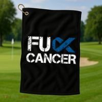 Fuck Cancer Colon Cancer Support Gift Golf Towel thumb 1