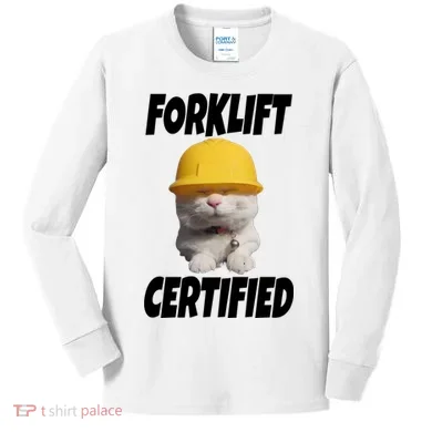 Forklift Certified Cat Kids Long Sleeve Shirt