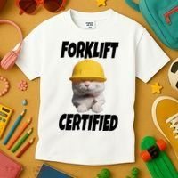 Forklift Certified Cat Kids T-Shirt thumb 3