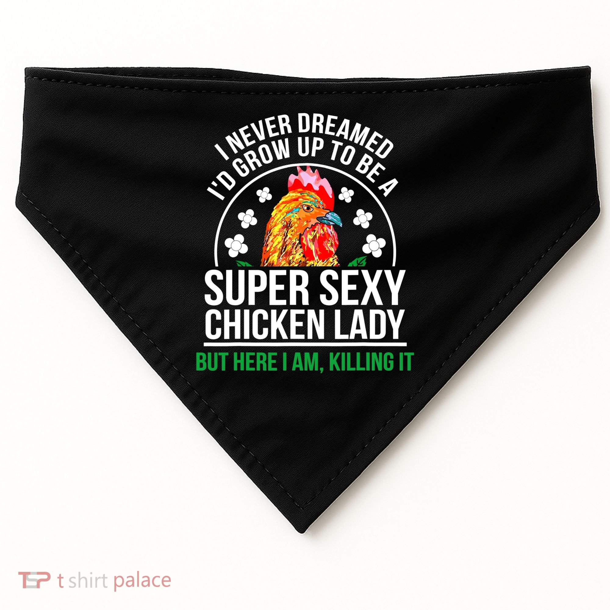 Funny Crazy Chicken Farmer Lady Women Meaningful Gift USA-Made Doggie Bandana