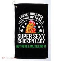 Funny Crazy Chicken Farmer Lady Women Meaningful Gift Golf Towel thumb 0