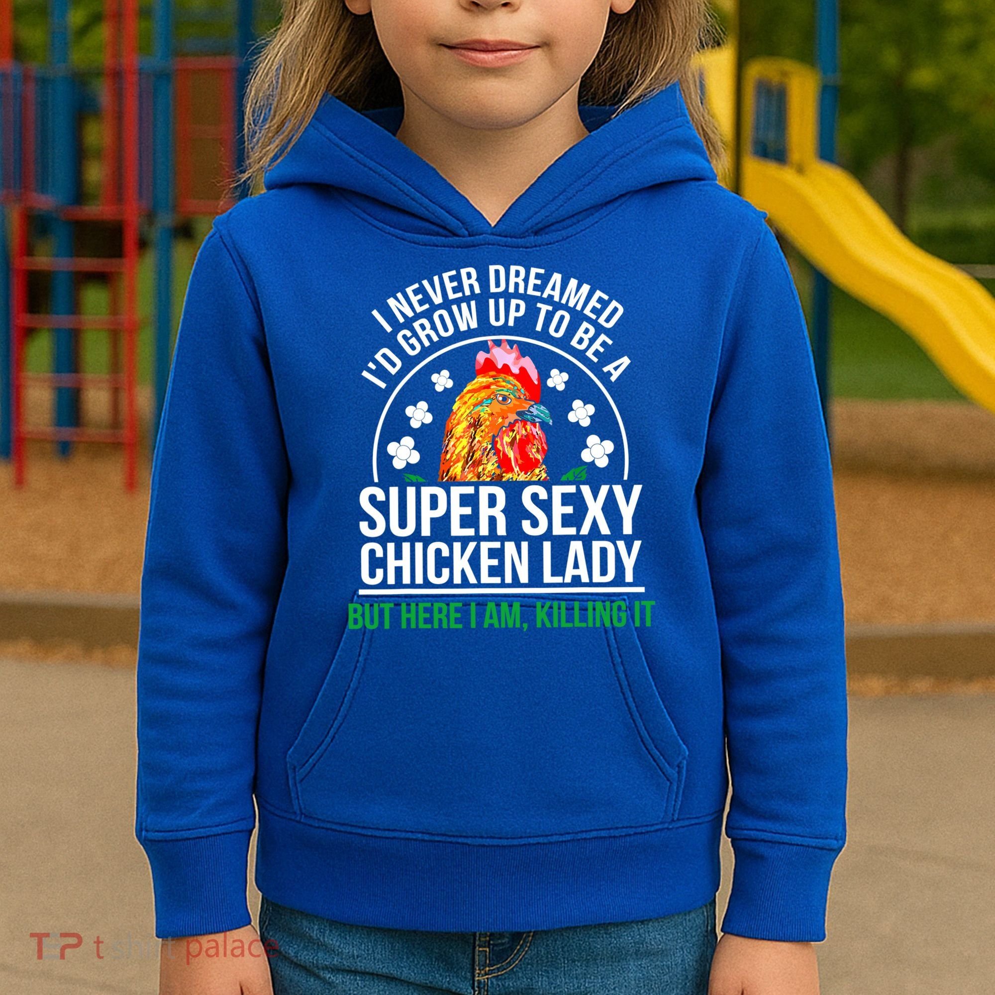 Funny Crazy Chicken Farmer Lady Women Meaningful Gift Kids Hoodie