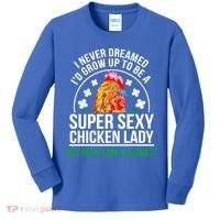 Funny Crazy Chicken Farmer Lady Women Meaningful Gift Kids Long Sleeve Shirt thumb 0