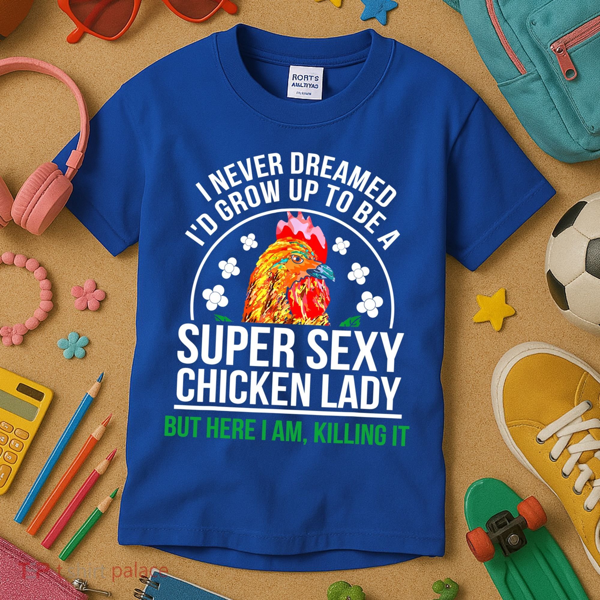 Funny Crazy Chicken Farmer Lady Women Meaningful Gift Kids T-Shirt