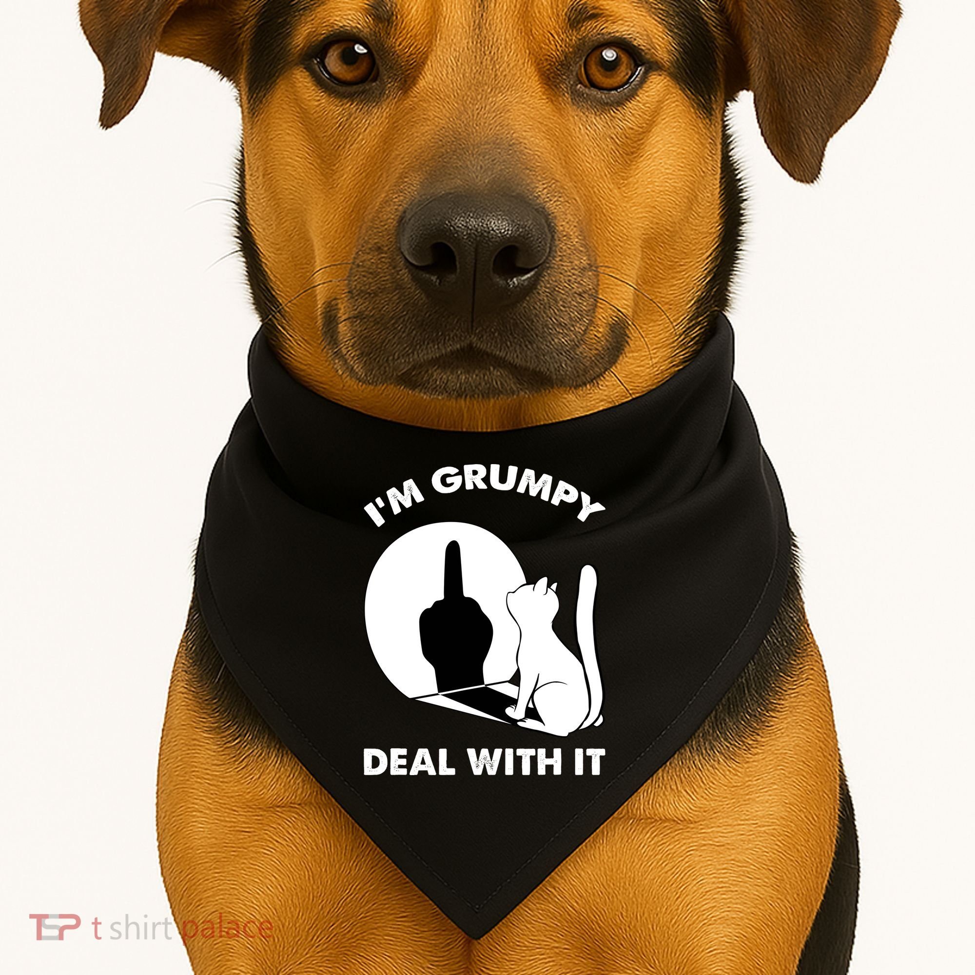 Funny Cat Cat Shadow IM Grumpy Deal With It USA-Made Doggie Bandana