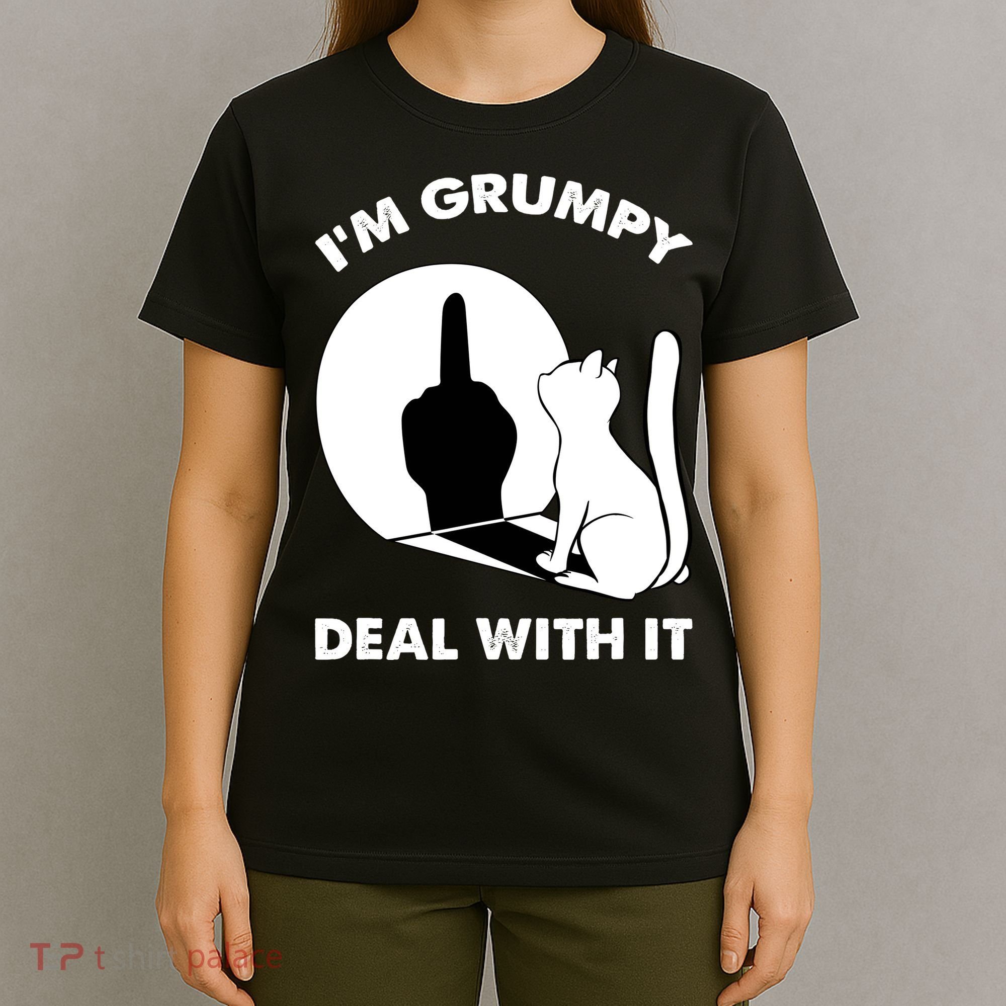 Funny Cat Cat Shadow IM Grumpy Deal With It T-Shirt