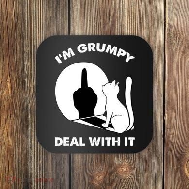Funny Cat Cat Shadow IM Grumpy Deal With It Coaster