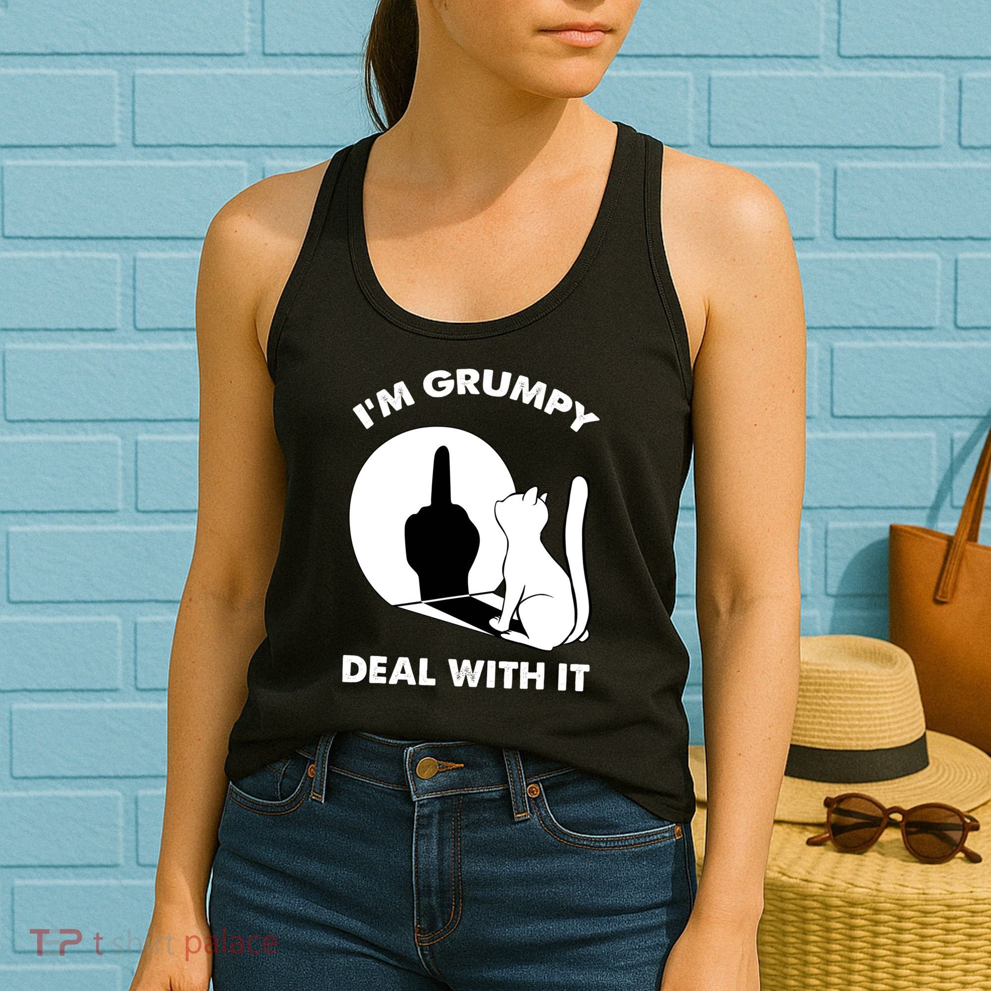 Funny Cat Cat Shadow IM Grumpy Deal With It Women's Tank Top