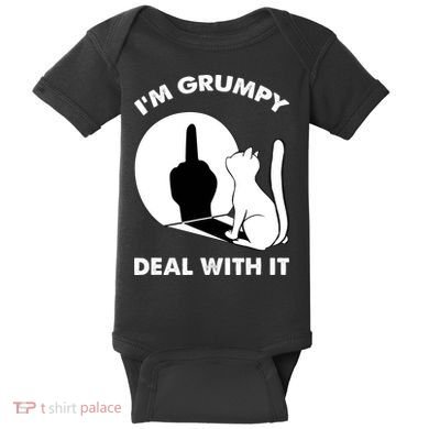 Funny Cat Cat Shadow IM Grumpy Deal With It Baby Bodysuit