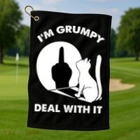 Funny Cat Cat Shadow IM Grumpy Deal With It Golf Towel thumb 1