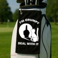Funny Cat Cat Shadow IM Grumpy Deal With It Golf Towel thumb 2