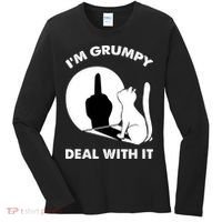 Funny Cat Cat Shadow IM Grumpy Deal With It Women's Long Sleeve Shirt thumb 0