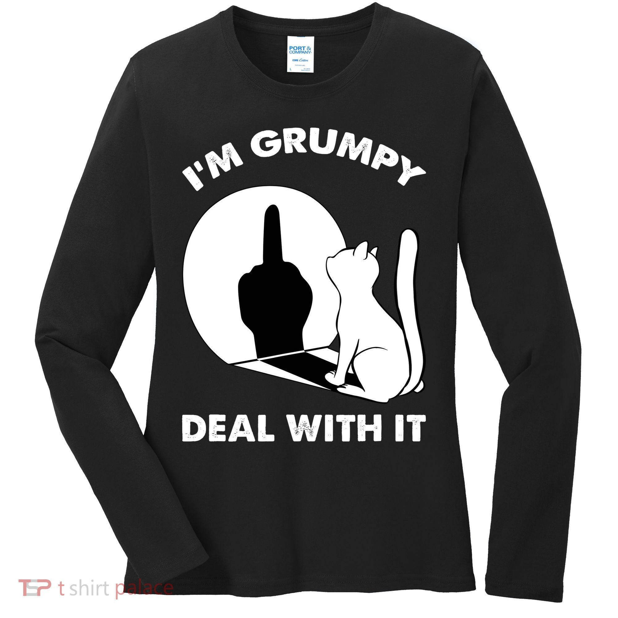 Funny Cat Cat Shadow IM Grumpy Deal With It Women's Long Sleeve Shirt