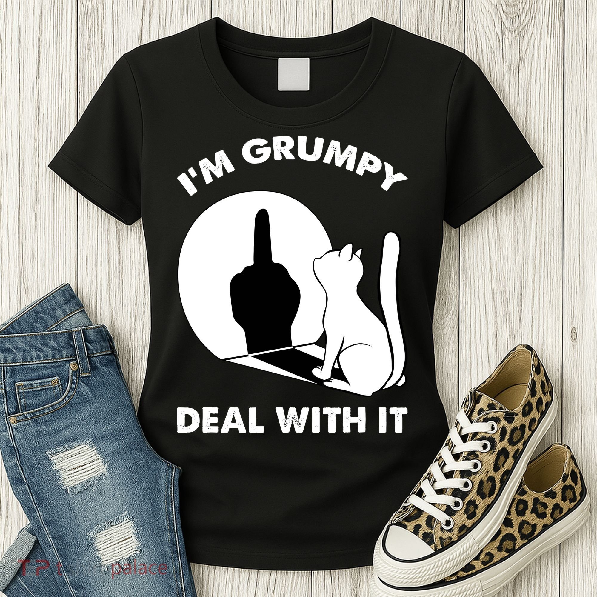 Funny Cat Cat Shadow IM Grumpy Deal With It Women's T-Shirt