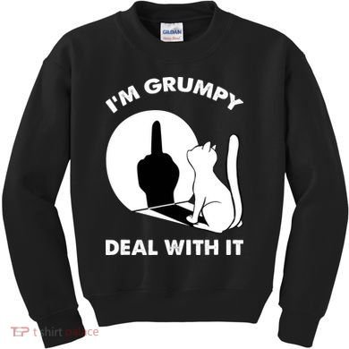 Funny Cat Cat Shadow IM Grumpy Deal With It Kids Sweatshirt