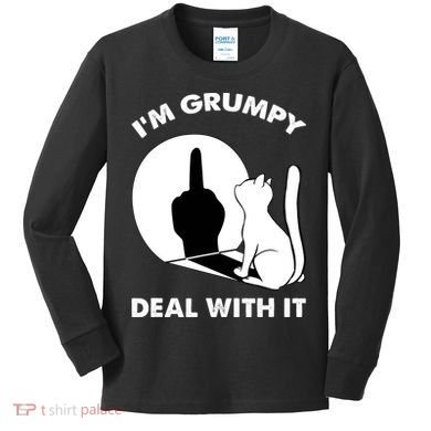 Funny Cat Cat Shadow IM Grumpy Deal With It Kids Long Sleeve Shirt