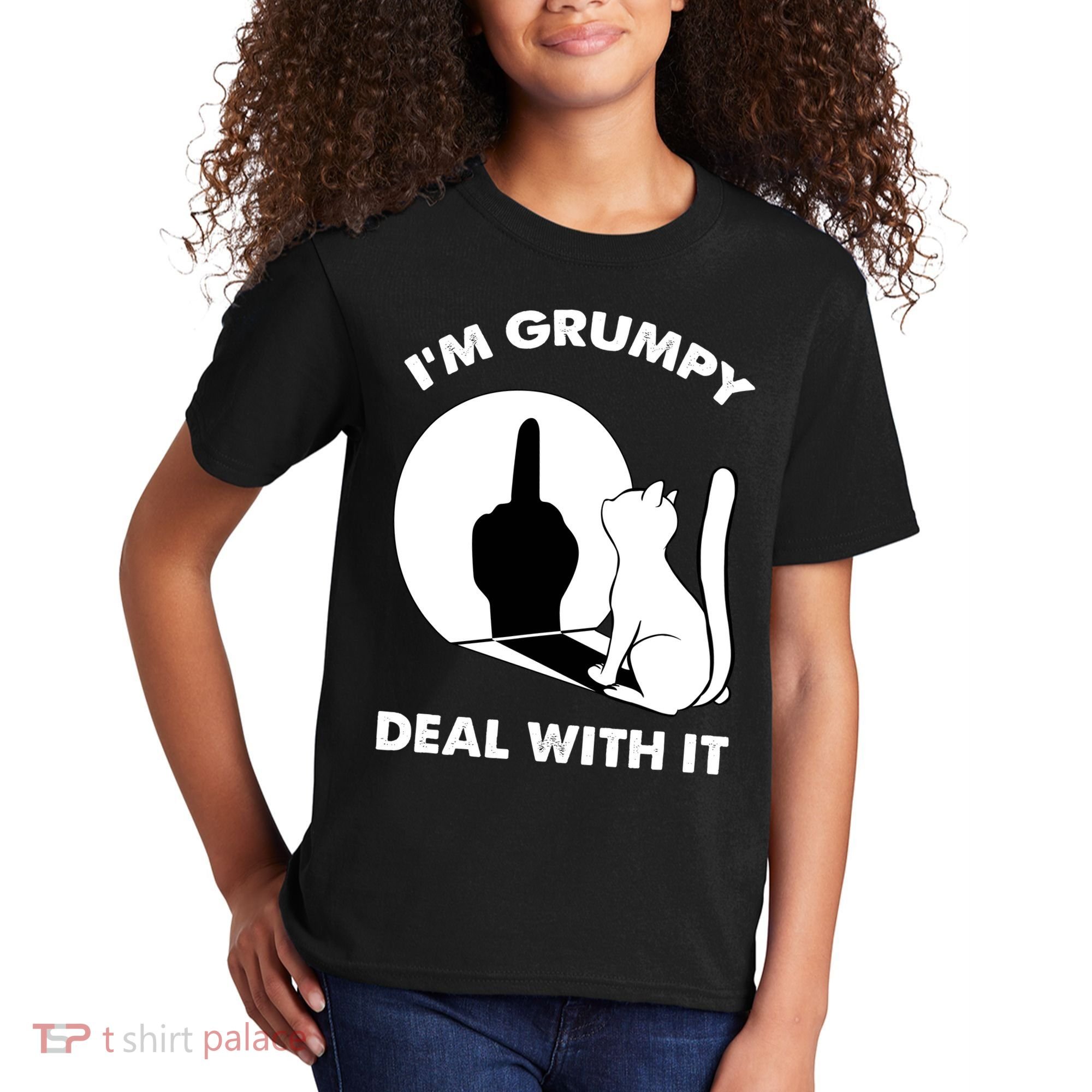 Funny Cat Cat Shadow IM Grumpy Deal With It Kids T-Shirt