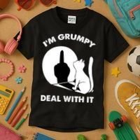 Funny Cat Cat Shadow IM Grumpy Deal With It Kids T-Shirt thumb 3