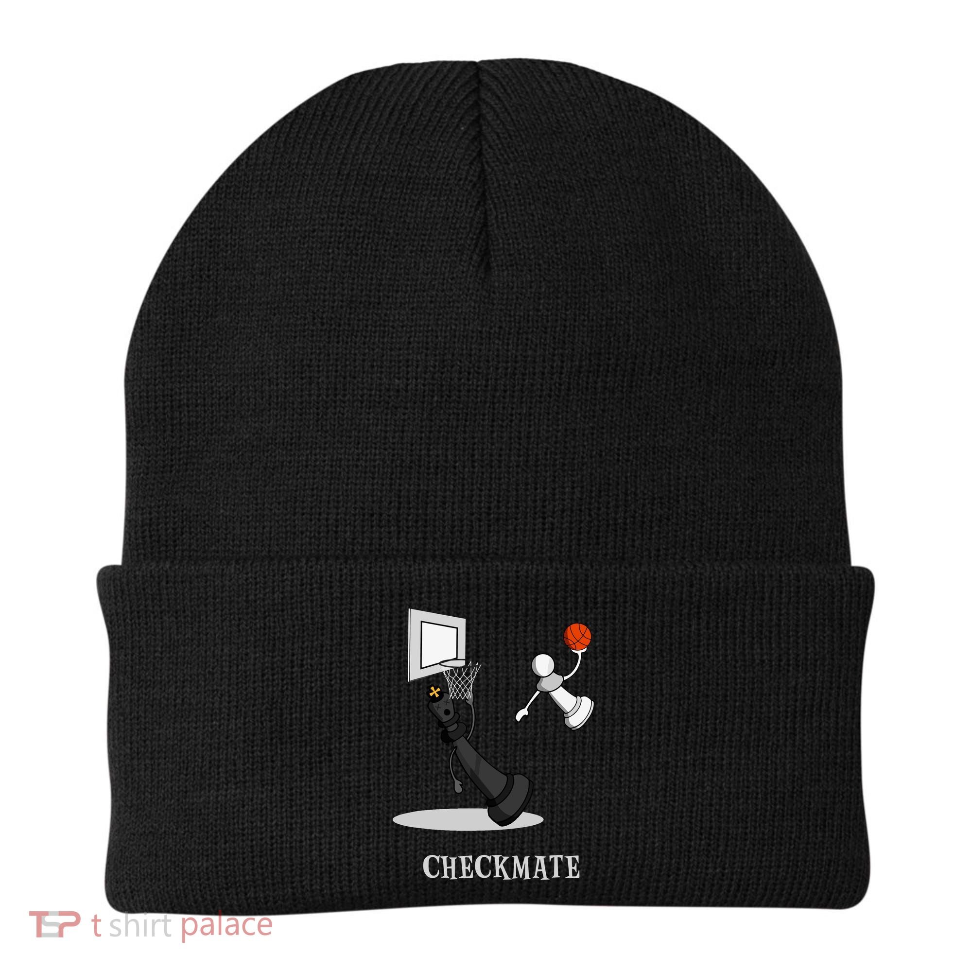 Funny Checkmate Chess Basketball Game Board King Pawn Piece Beanie