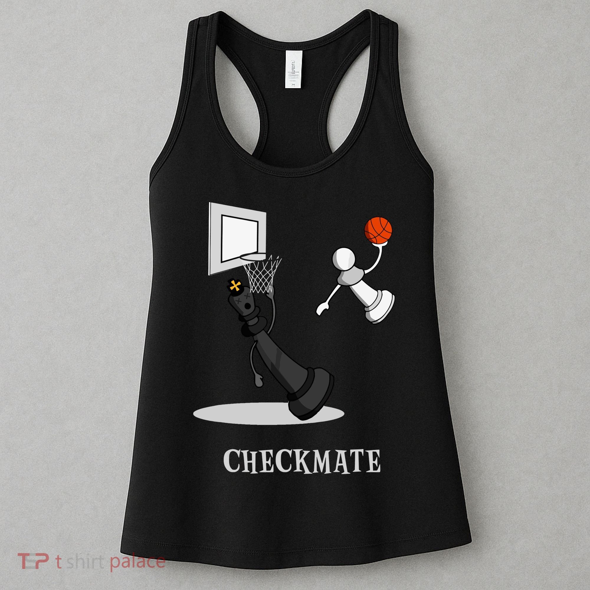 Funny Checkmate Chess Basketball Game Board King Pawn Piece Women's Tank Top
