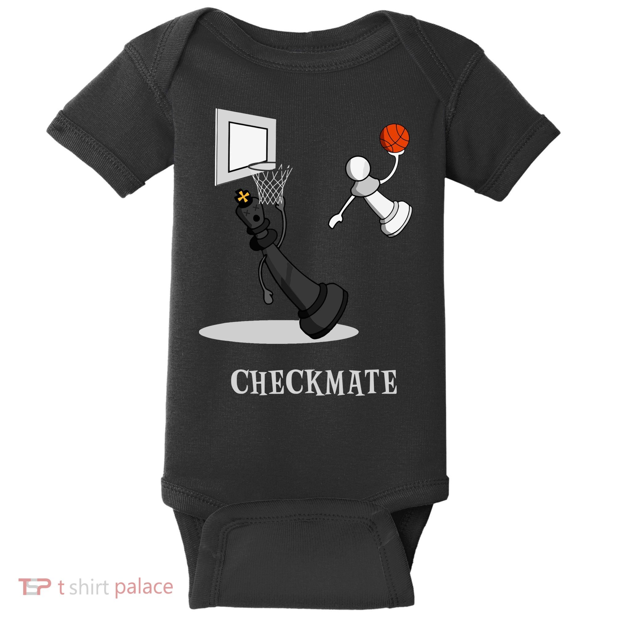 Funny Checkmate Chess Basketball Game Board King Pawn Piece Baby Bodysuit
