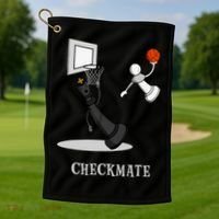 Funny Checkmate Chess Basketball Game Board King Pawn Piece Golf Towel thumb 1