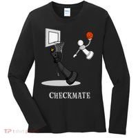 Funny Checkmate Chess Basketball Game Board King Pawn Piece Women's Long Sleeve Shirt thumb 0