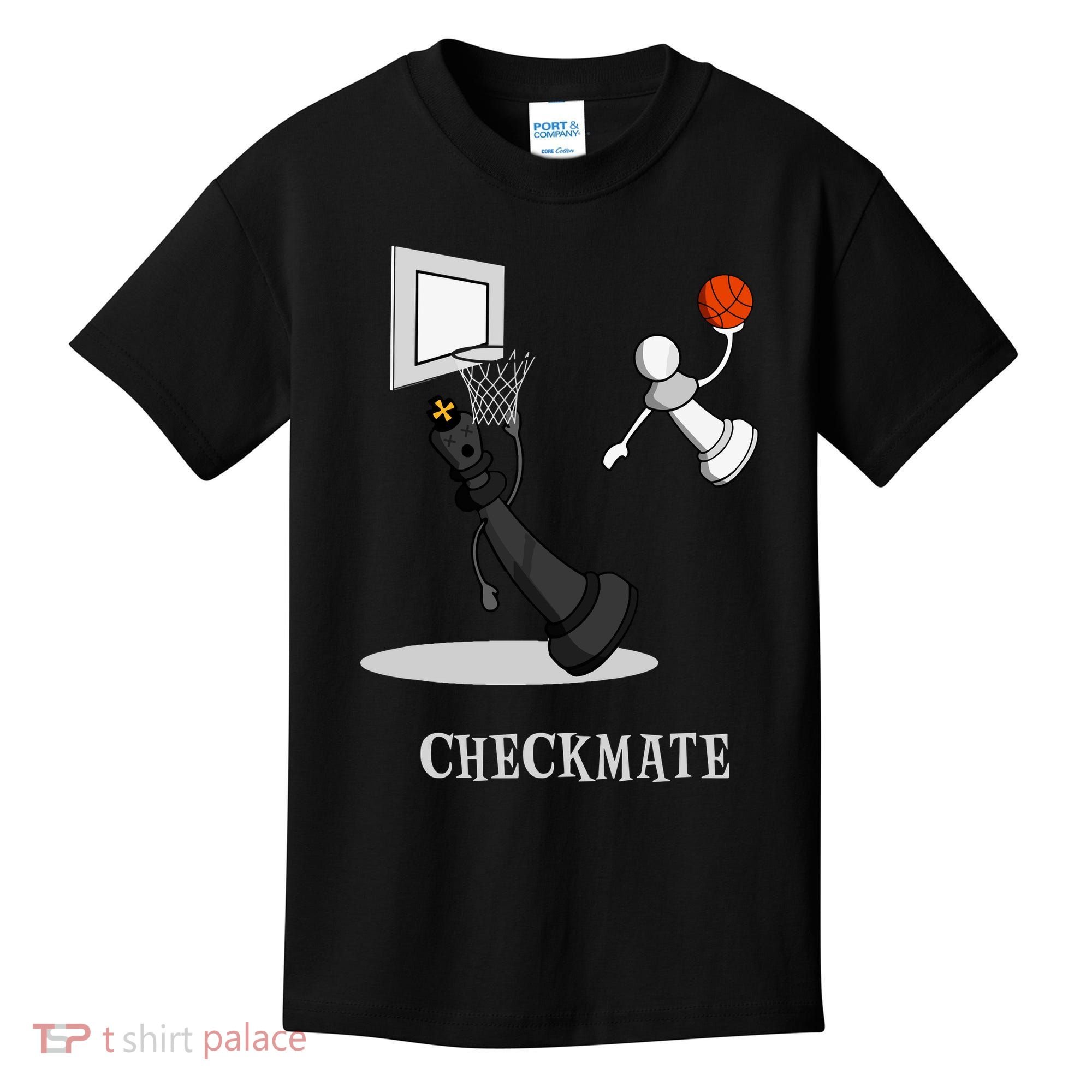 Funny Checkmate Chess Basketball Game Board King Pawn Piece Kids T-Shirt