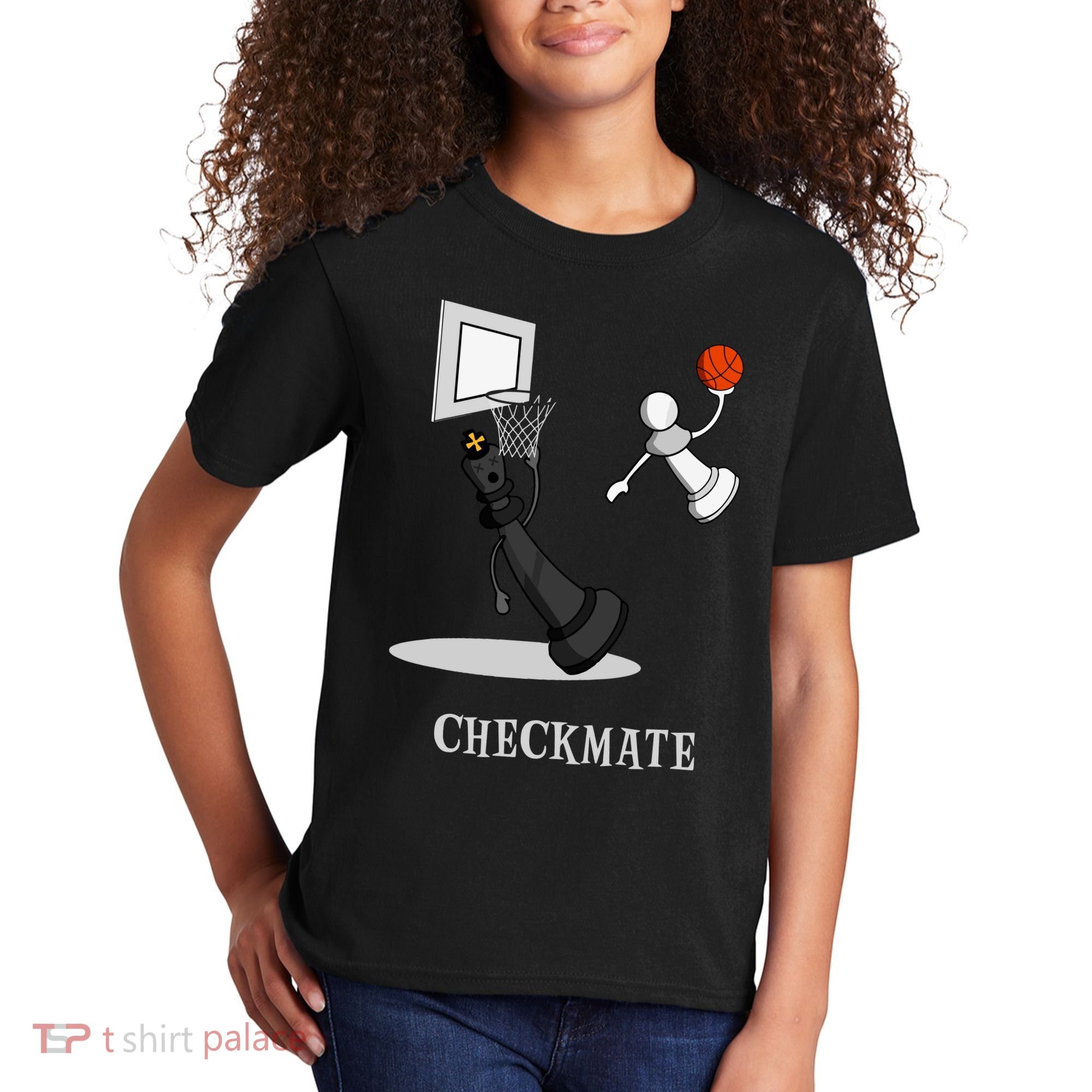 Funny Checkmate Chess Basketball Game Board King Pawn Piece Kids T-Shirt