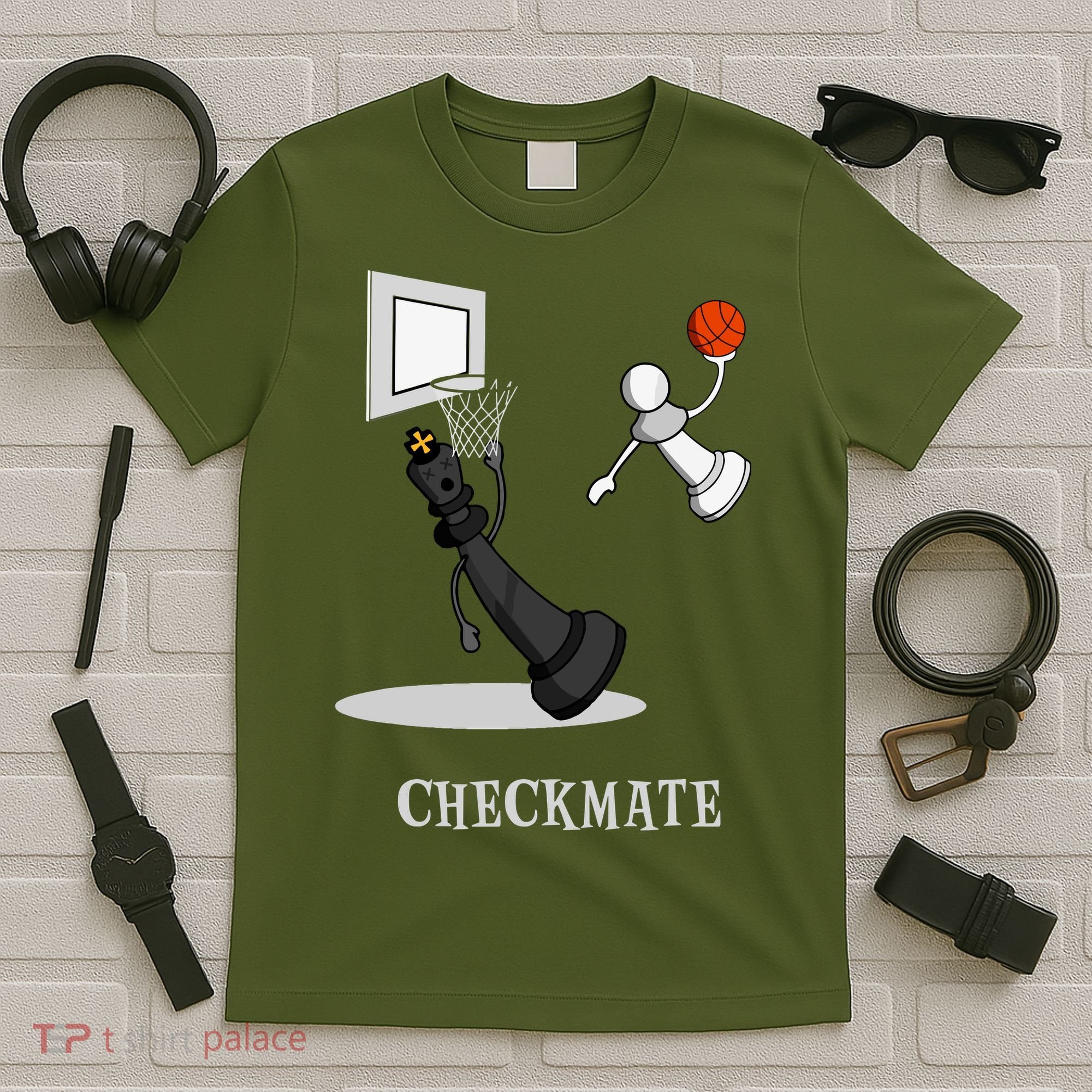 Funny Checkmate Chess Basketball Game Board King Pawn Piece T-Shirt