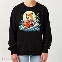 Funny Corgi Dog Japanese Grand Wave Ukiyoe Art Samurai Ninja Women's Sweatshirt thumb 0