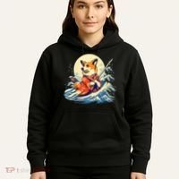 Funny Corgi Dog Japanese Grand Wave Ukiyoe Art Samurai Ninja Hoodie thumb 5