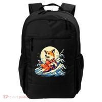 Funny Corgi Dog Japanese Grand Wave Ukiyoe Art Samurai Ninja Backpack thumb 0