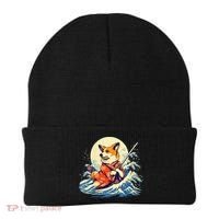 Funny Corgi Dog Japanese Grand Wave Ukiyoe Art Samurai Ninja Beanie thumb 0