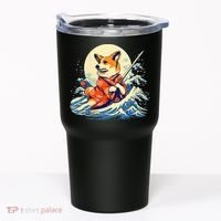 Funny Corgi Dog Japanese Grand Wave Ukiyoe Art Samurai Ninja Tumbler thumb 0
