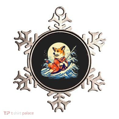 Funny Corgi Dog Japanese Grand Wave Ukiyoe Art Samurai Ninja Ornament
