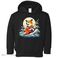 Funny Corgi Dog Japanese Grand Wave Ukiyoe Art Samurai Ninja Toddler Hoodie thumb 0