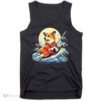 Funny Corgi Dog Japanese Grand Wave Ukiyoe Art Samurai Ninja Tank Top thumb 0