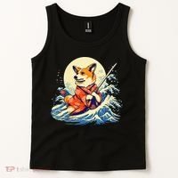 Funny Corgi Dog Japanese Grand Wave Ukiyoe Art Samurai Ninja Tank Top thumb 2