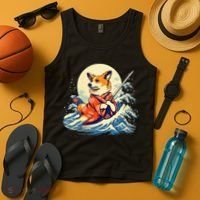 Funny Corgi Dog Japanese Grand Wave Ukiyoe Art Samurai Ninja Tank Top thumb 4