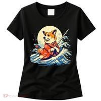 Funny Corgi Dog Japanese Grand Wave Ukiyoe Art Samurai Ninja Women's T-Shirt thumb 0