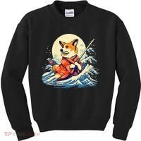 Funny Corgi Dog Japanese Grand Wave Ukiyoe Art Samurai Ninja Kids Sweatshirt thumb 0